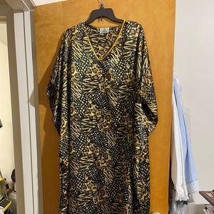 Black and gold long silk pull over dress